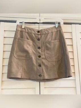 Altar'd State Tan Faux Suede Button Front Mini Skirt - Size XS
